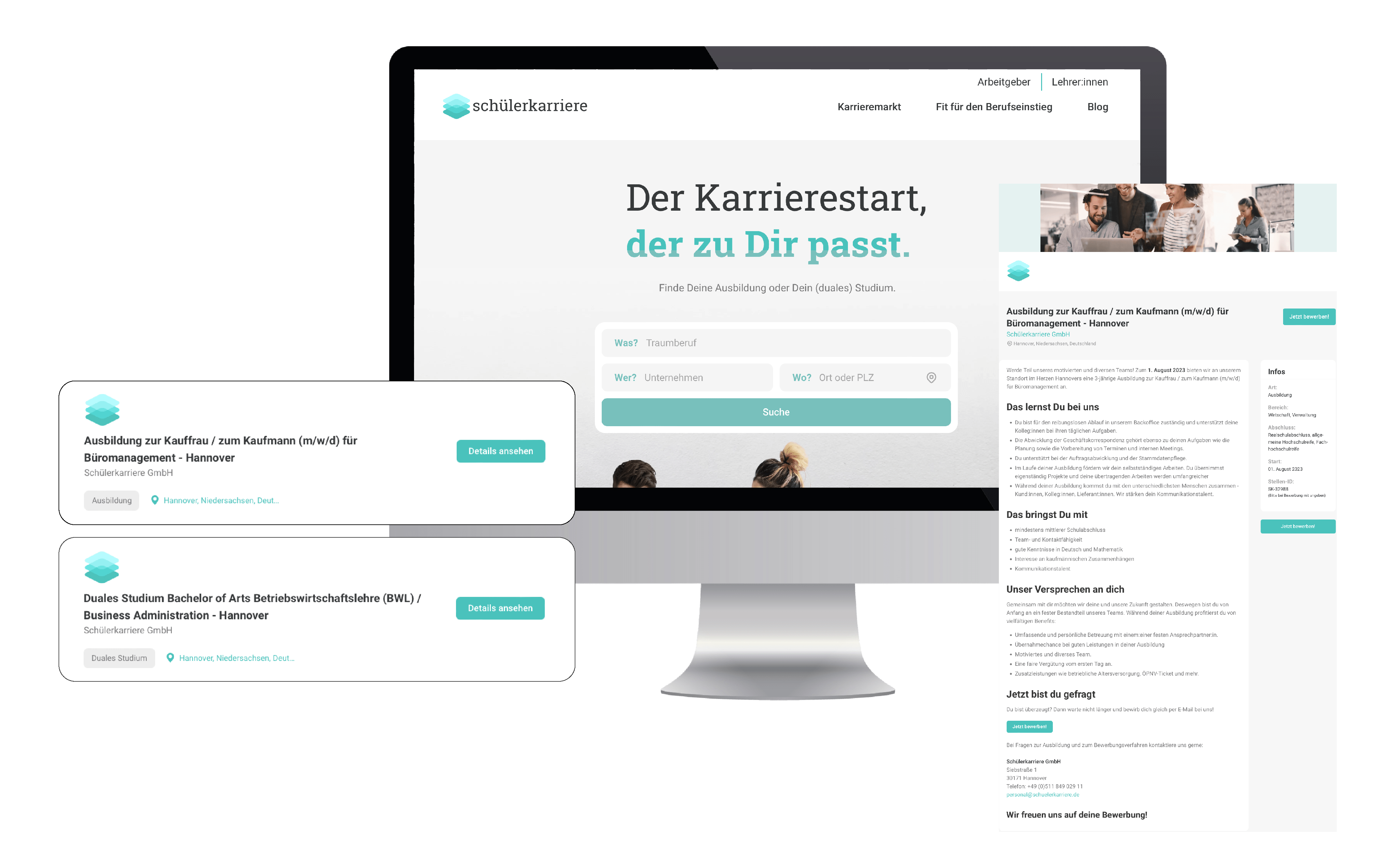 Ausbildungs- und (dualen) Studienanzeigen im Online-Stellenmarkt von Schülerkarriere